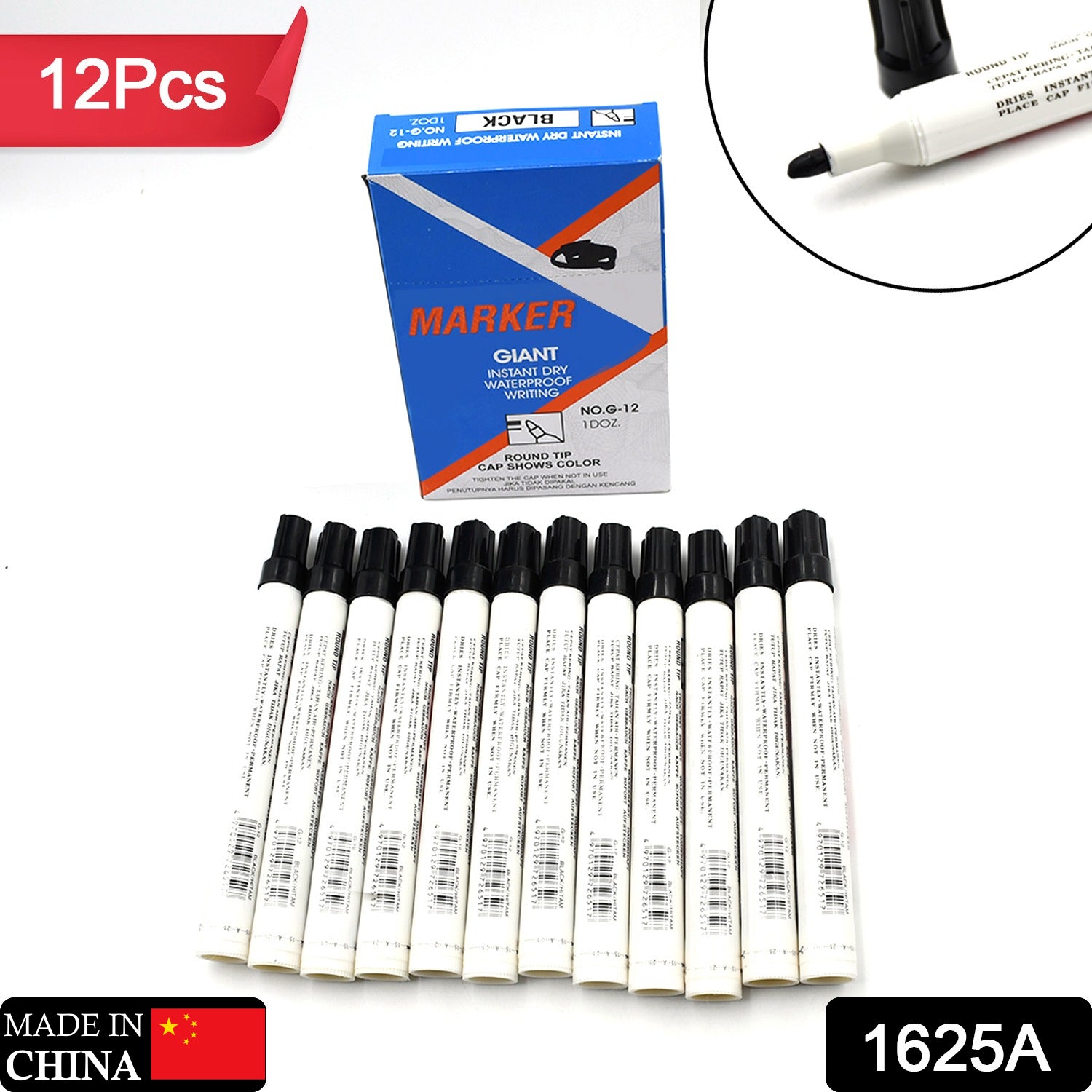 1625a BLACK PERMANENT MARKER LEAK PROOF MARKER CRAFTWORKS, SCHOOL PROJECTS AND OTHER | SUITABLE FOR OFFICE AND HOME USE (PACK OF 12 PC) 1625a BLACK PERMANENT MARKER LEAK PROOF MARKER CRAFTWORKS, SCHOOL PROJECTS AND OTHER | SUITABLE FOR OFFICE AND HOME USE (PACK OF 12 PC)
